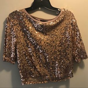 Gold sequin crop top